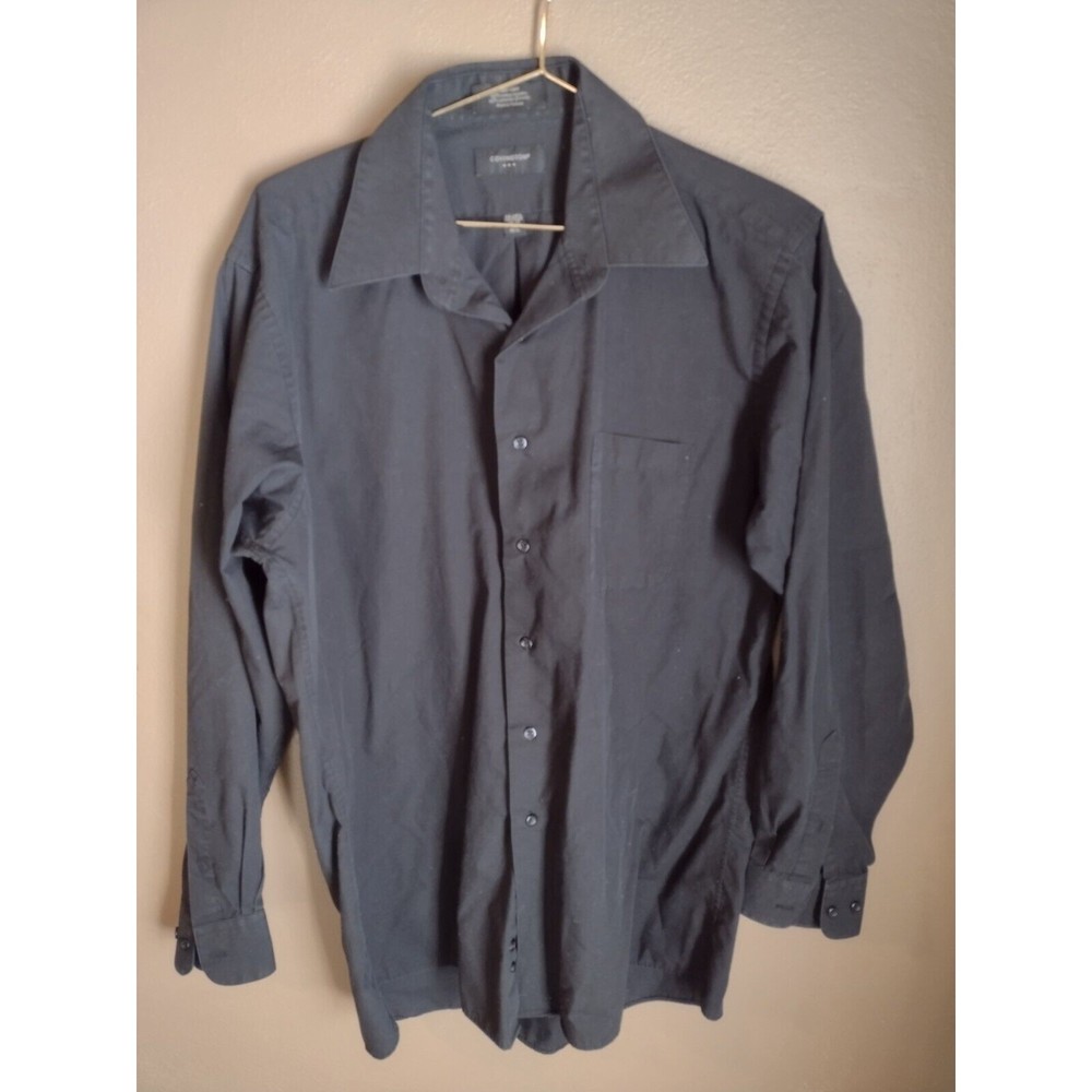 Covington Men’s Button Up Long Sleeve Collared Shirt Medium Black 15-15.5, 34-35